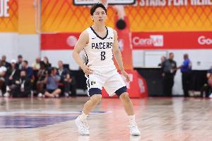 信心满满！河村勇辉5投3中获8分1篮板，助攻4次失误1次